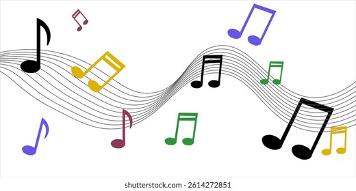 Chalk Textured Music Notes Set. Musical Note Sign Treble Clef. Kids pencil textured symbols. Freehand pastel childish hand drawn. School paintbrush doodle collection. Vector illustration isolated