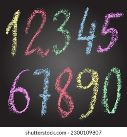 Chalk Textured Numbers Vector Set.