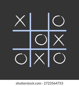 Kreide Tic Tac Toe Spiel auf schwarzem Hintergrund. Vektorgrafik