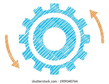 Chalk touch, line art gear illustrations, icons. Business image. Infographics.