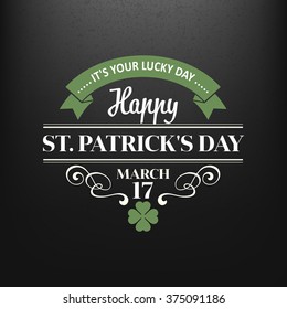 Chalk typographic design for St. Patrick Day. Vector illustration EPS10