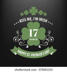 Chalk typographic design for St. Patrick Day. Vector illustration EPS10