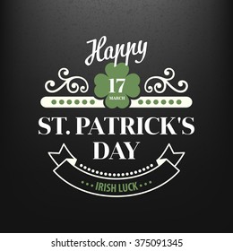 Chalk typographic design for St. Patrick Day. Vector illustration EPS10