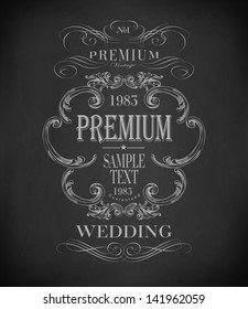 Tipografía de calca, elementos de diseño caligráfico, decoración de páginas y etiquetas de dibujo con tiza en la pizarra