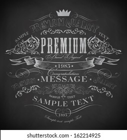 Chalk typography, calligraphic design elements, page decoration