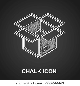 Chalk Unboxing icon isolated on black background.  Vector
