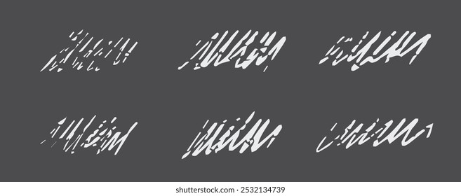 Chalk underlines and stroke line set. Crayon hand drawn pencil lines. Charcoal pencil straight lines. Scribble vector strokes vector on black background