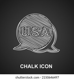 Chalk USA Independence day icon isolated on black background. 4th of July. United States of America country.  Vector