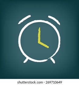 Chalk vector alarm clock illustration. Time icon.