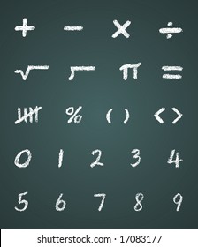 Chalk Vector Math Symbols And Numbers