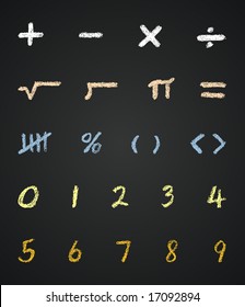 Chalk Vector Math Symbols and Numbers