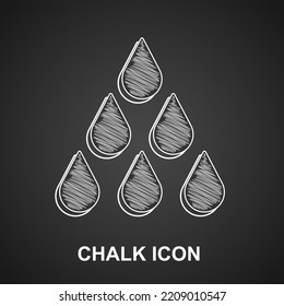 Chalk Water drop icon isolated on black background.  Vector