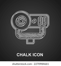 Chalk Web camera icon isolated on black background. Chat camera. Webcam icon.  Vector