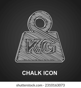 Chalk Weight icon isolated on black background. Kilogram weight block for weight lifting and scale. Mass symbol.  Vector