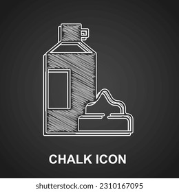 Chalk Whipped cream in an aerosol can icon isolated on black background. Sweet dairy product. Milk product and sweet symbol.  Vector