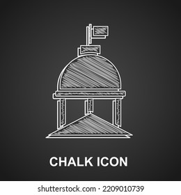 Chalk White House icon isolated on black background. Washington DC.  Vector