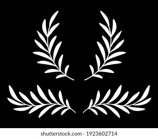 chalk white style olive and laurel branches, wreath with leaves