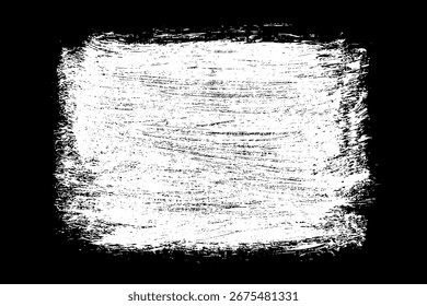 Rabisco de textura de giz isolado no fundo preto. Efeito branco de aquarela abstrata. Mancha de tinta branca. Ilustração vetorial, Eps 10.