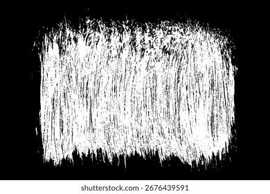 Rabisco de textura de giz isolado no fundo preto. Efeito branco de aquarela abstrata. Mancha de tinta branca. Ilustração vetorial, Eps 10.