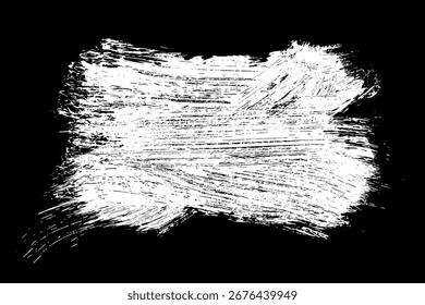 Rabisco de textura de giz isolado no fundo preto. Efeito branco de aquarela abstrata. Mancha de tinta branca. Ilustração vetorial, Eps 10.