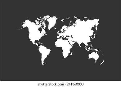 Chalk World Map On Blackboard Vector