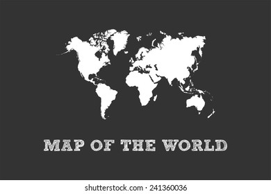 Chalk World Map On Blackboard Vector