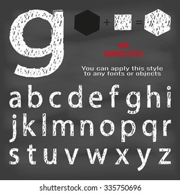 Chalkboard alphabet, small letters, vector. EPS 10. Graphic style.