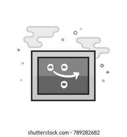 Chalkboard with arrow doodle icon in flat outlined grayscale style. Vector illustration.