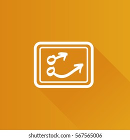 Chalkboard with arrow doodle icon in Metro user interface color style. Sport tactic coaching strategy