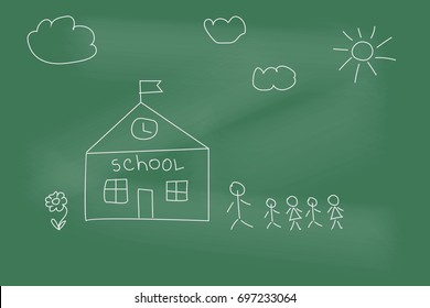 Chalkboard Back to School sketch. Vector illustration.