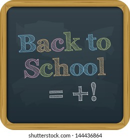 Chalkboard, back to school text.