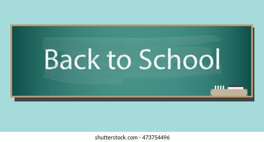 Chalkboard background with back to school text. Flat design for business financial marketing advertisement commercial website internet banner background template in minimal concept illustration.