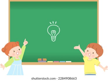 Antecedentes de la pizarra y niños alegres