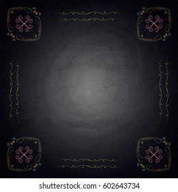 Chalkboard background with ornate elements. Vector illustration