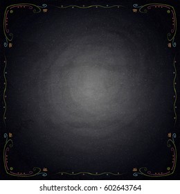 Chalkboard background with ornate elements. Vector illustration