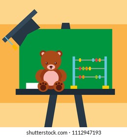 chalkboard bear teddy abacus and graduation cap