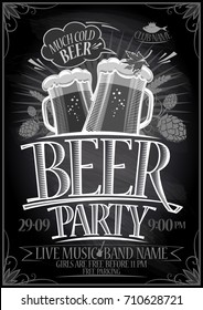 Chalkboard Beer Party Poster, Copy Space For Text