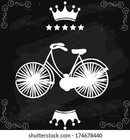 chalkboard with bicycle. vector illustration.