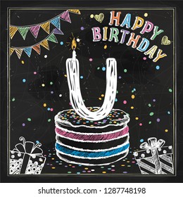 CHALKBOARD BIRTHDAY ALPHABET-U