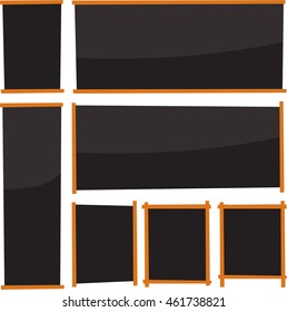 Chalkboard. Black rectangular street display, banner. Flat style. Isolated.