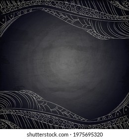 Chalkboard blackboard background for design with hand drawn doodle pattern 