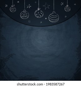 Chalkboard blackboard background for design with hand drawn doodle Christmas decorative elements