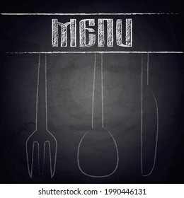 Chalkboard blackboard background for restaurant menu design with hand drawn elements