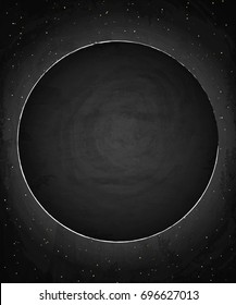 Chalkboard blackboard circle banner on scratch grunge texture background. Vector illustration