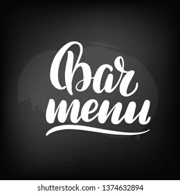 Chalkboard blackboard lettering bar menu. Handwritten calligraphy text, chalk on a blackboard, vector illustration.