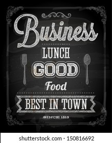 Chalkboard Business Lunch Poster, typographic design