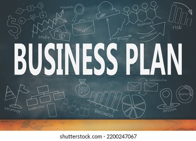 Chalkboard With Business Plan Word, 3d Rendering