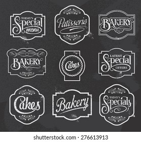 chalkboard calligraphic vector sign and label design set