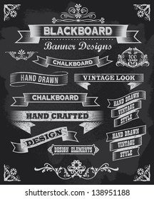 Chalkboard calligraphy banners. Vintage style blackboard design