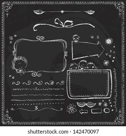 Chalkboard Chalk Line Border Elements Menu Handdrawn Frame Draw Hand Vector Collection Of Chalkboard Style Vintage Design Element Chalkboard Chalk Line Border Elements Menu Handdrawn Frame Draw Hand S